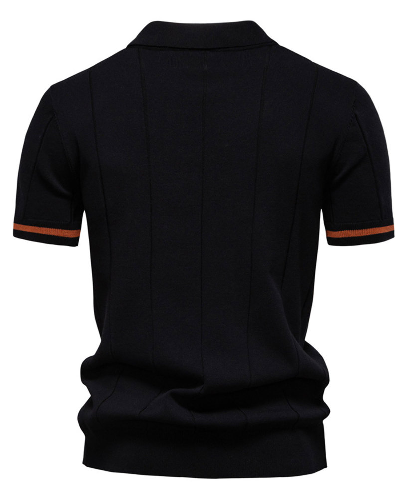Zipper Knit Polo Shirts Men's Short Sleeve Classic T-Shirt Summer Half Zip Poloshirt Solid Color Tee Shirts
