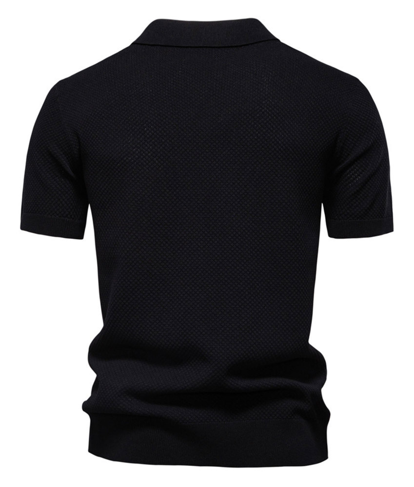 MAGIMODAC Mens Knit Polo Summer Shirts Short Sleeve T-Shirt Stylish V Neck Buttonless Tshirt Lightweight Knitted Shirts