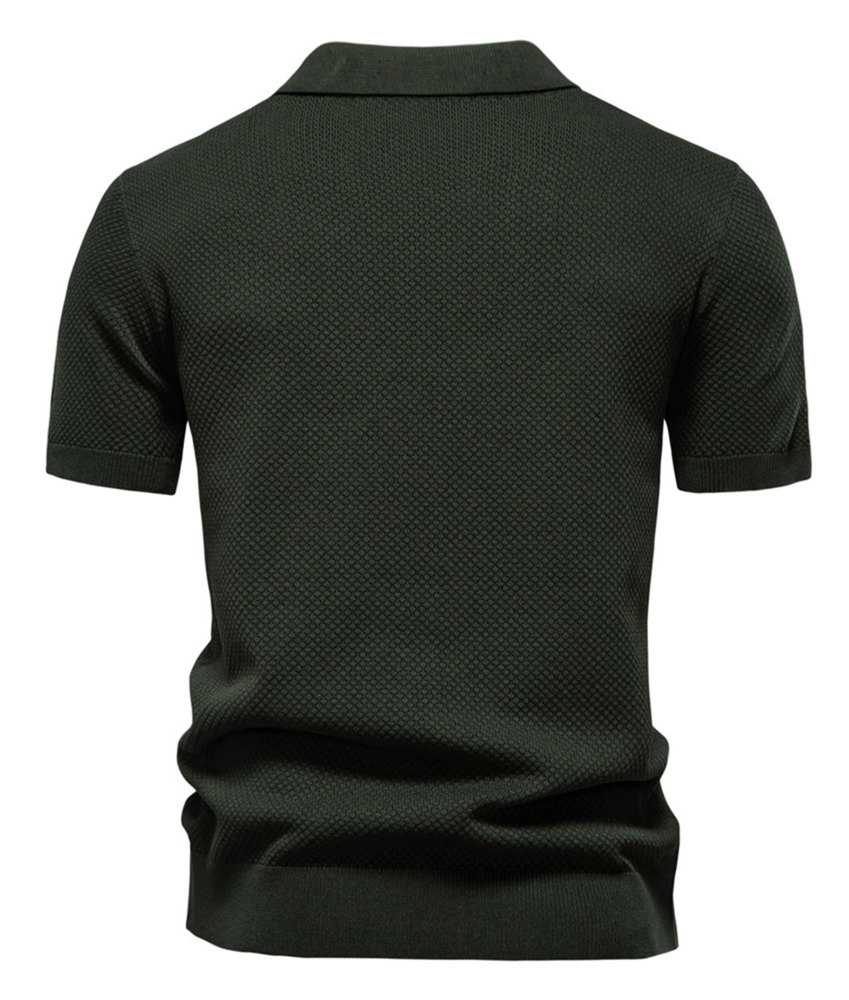 Mens Knit Polo Summer Shirts Short Sleeve T-Shirt Stylish V Neck Buttonless Tshirt Lightweight Knitted Shirts