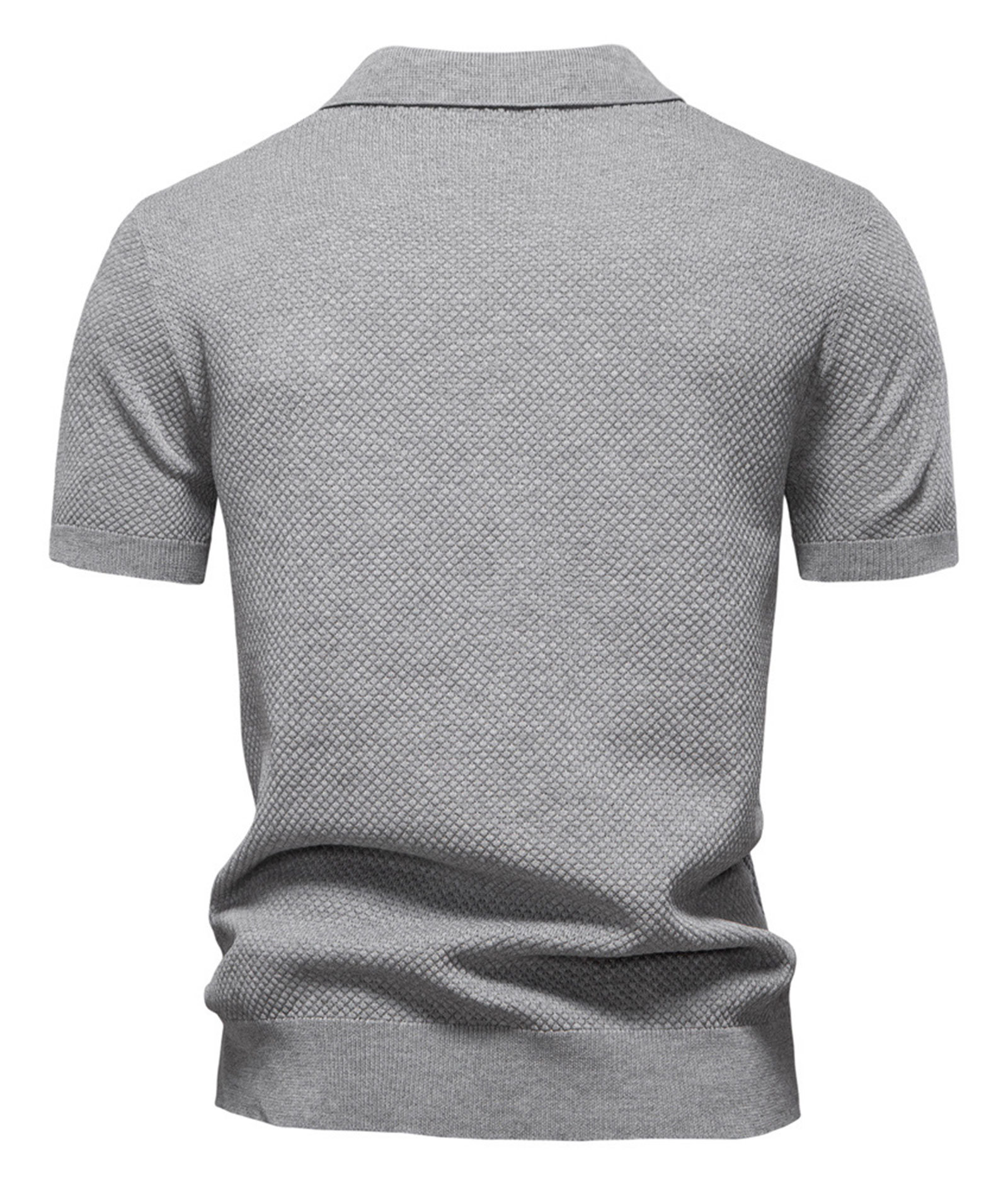 Mens Knit Polo Summer Shirts Short Sleeve T-Shirt Stylish V Neck Buttonless Tshirt Lightweight Knitted Shirts