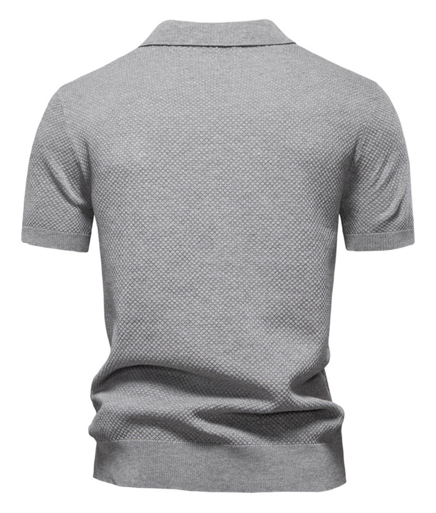 Mens Knit Polo Summer Shirts Short Sleeve T-Shirt Stylish V Neck Buttonless Tshirt Lightweight Knitted Shirts