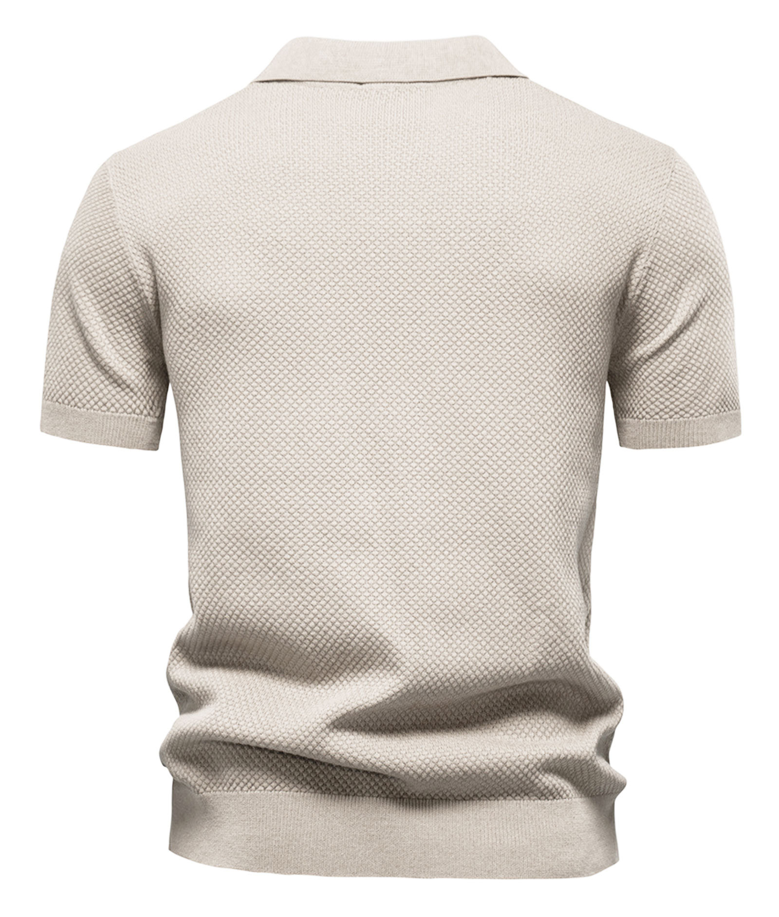 Mens Knit Polo Summer Shirts Short Sleeve T-Shirt Stylish V Neck Buttonless Tshirt Lightweight Knitted Shirts