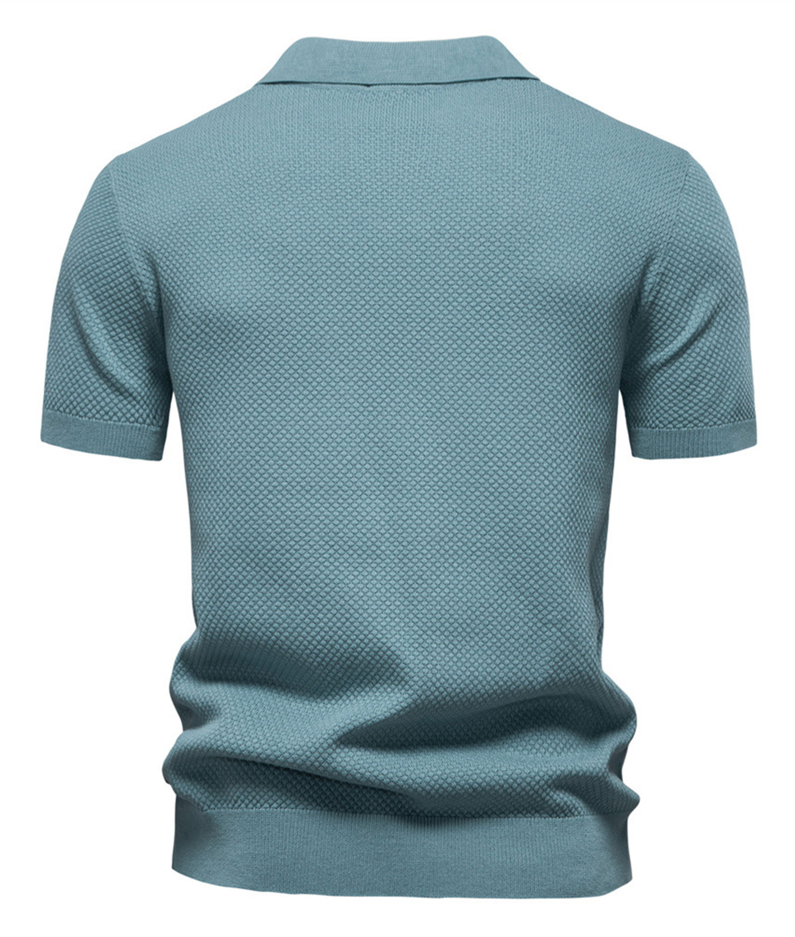 Mens Knit Polo Summer Shirts Short Sleeve T-Shirt Stylish V Neck Buttonless Tshirt Lightweight Knitted Shirts