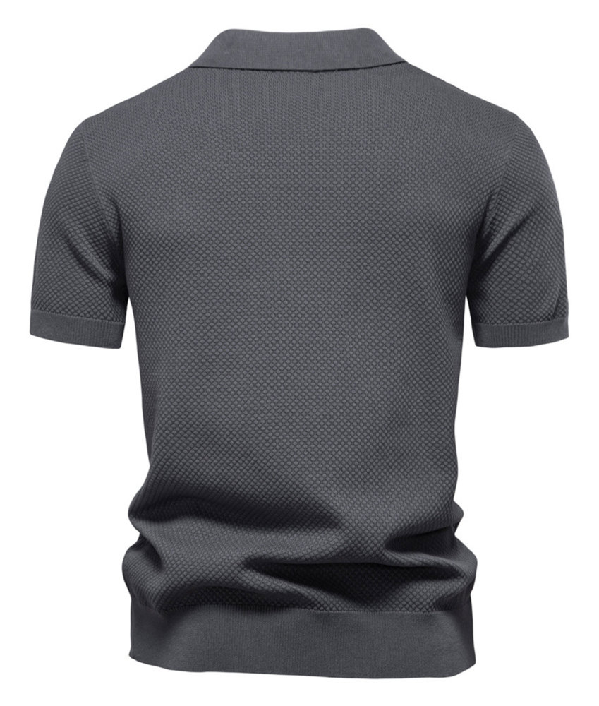 MAGIMODAC Mens Knit Polo Summer Shirts Short Sleeve T-Shirt Stylish V Neck Buttonless Tshirt Lightweight Knitted Shirts