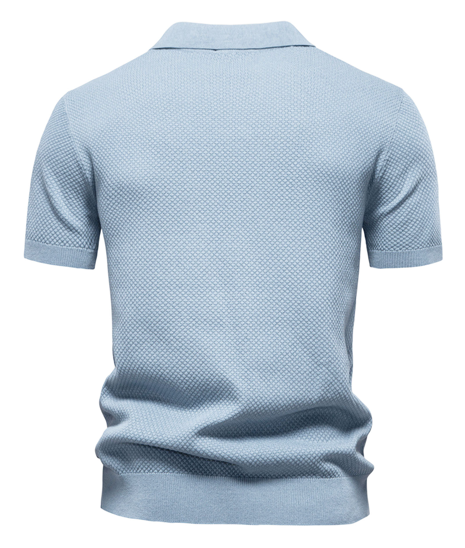 Mens Knit Polo Summer Shirts Short Sleeve T-Shirt Stylish V Neck Buttonless Tshirt Lightweight Knitted Shirts