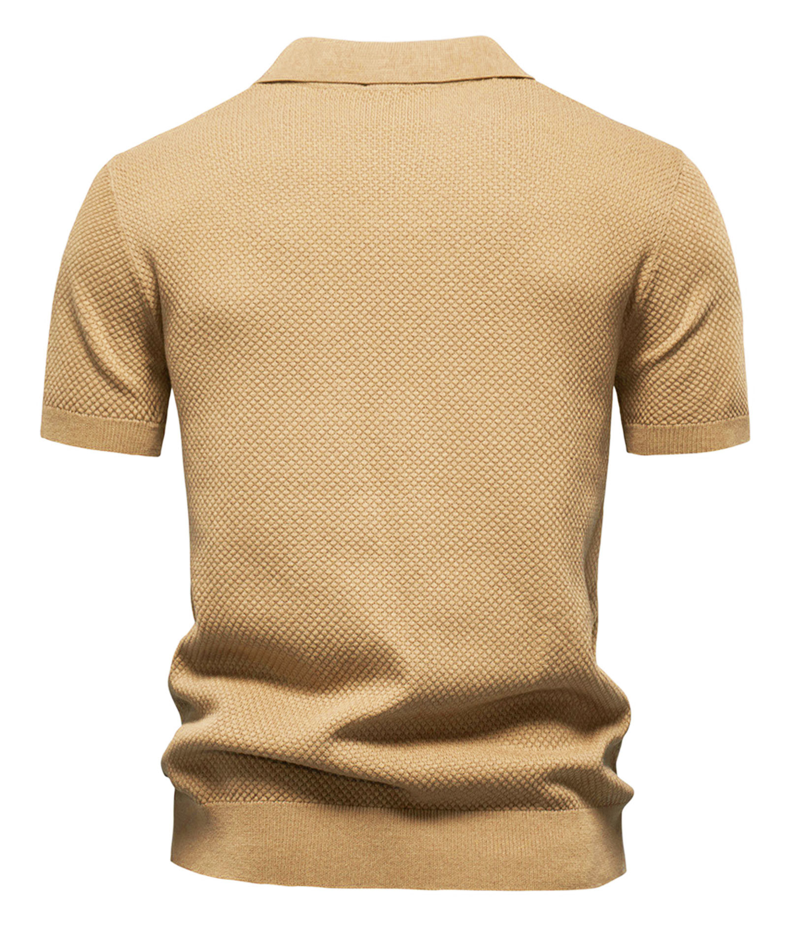 Mens Knit Polo Summer Shirts Short Sleeve T-Shirt Stylish V Neck Buttonless Tshirt Lightweight Knitted Shirts