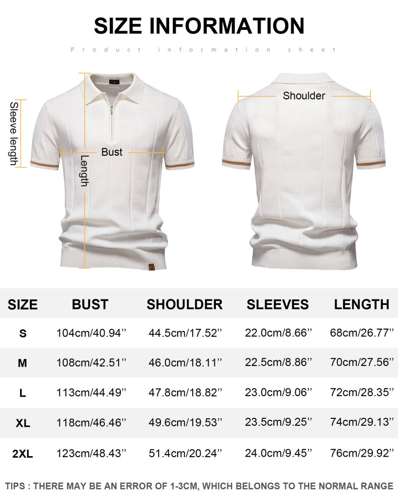 MAGIMODAC Mens Zipper Knit Polo Shirts Short Sleeve Classic T-Shirt Summer Half Zip Poloshirt Solid Color Tee Shirt