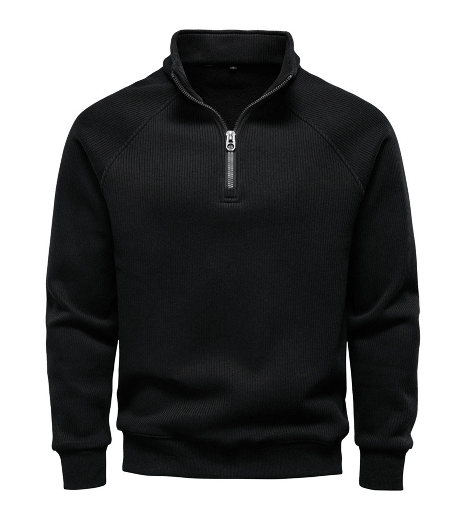 Men's Quarter Zip Pullover Long Sleeve Knit Sweater Stand Collar Sweatshirt Casual Warm Sweaters