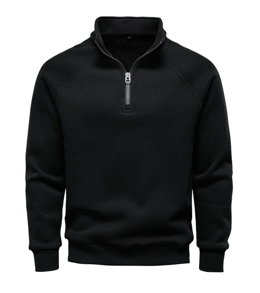 Men's Quarter Zip Pullover Long Sleeve Knit Sweater Stand Collar Sweatshirt Casual Warm Sweaters