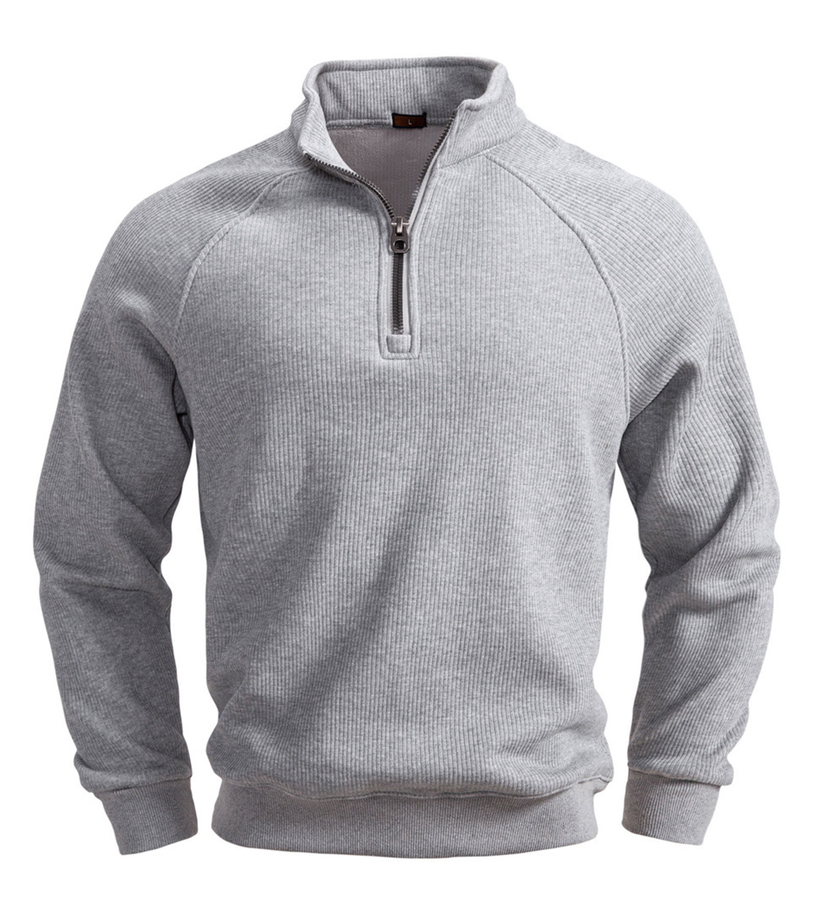 Men's Quarter Zip Pullover Long Sleeve Knit Sweater Stand Collar Sweatshirt Casual Warm Sweaters