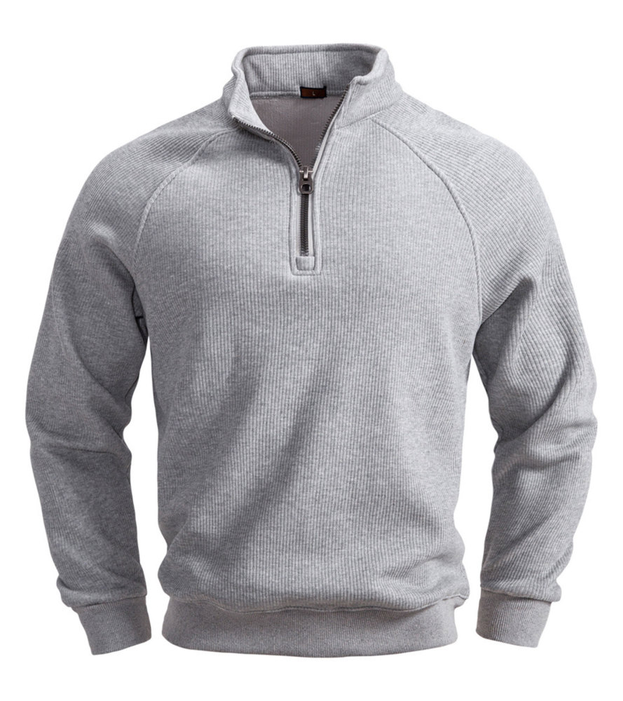 Men's Quarter Zip Pullover Long Sleeve Knit Sweater Stand Collar Sweatshirt Casual Warm Sweaters