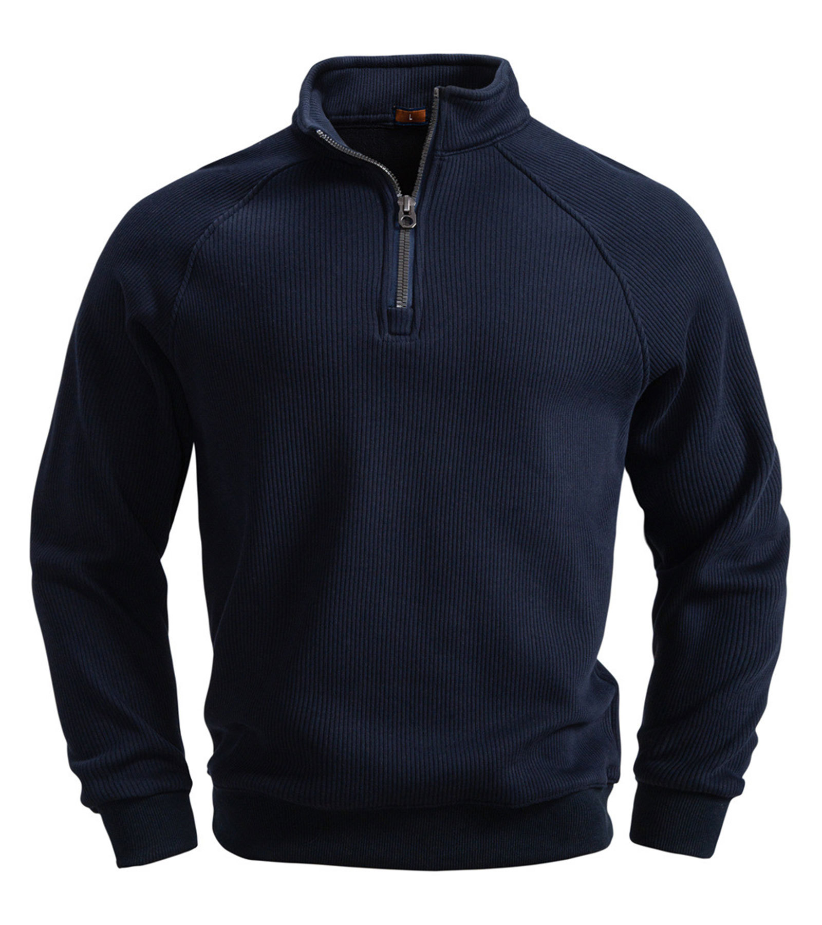Men's Quarter Zip Pullover Long Sleeve Knit Sweater Stand Collar Sweatshirt Casual Warm Sweaters
