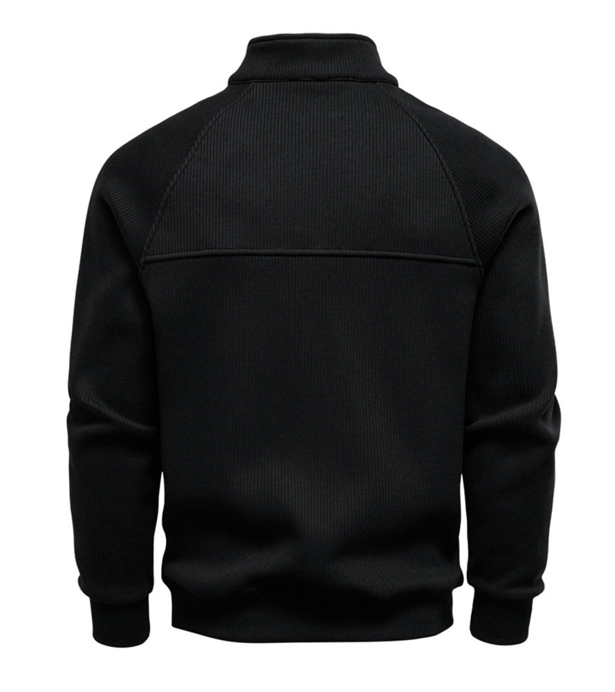 Men's Quarter Zip Pullover Long Sleeve Knit Sweater Stand Collar Sweatshirt Casual Warm Sweaters