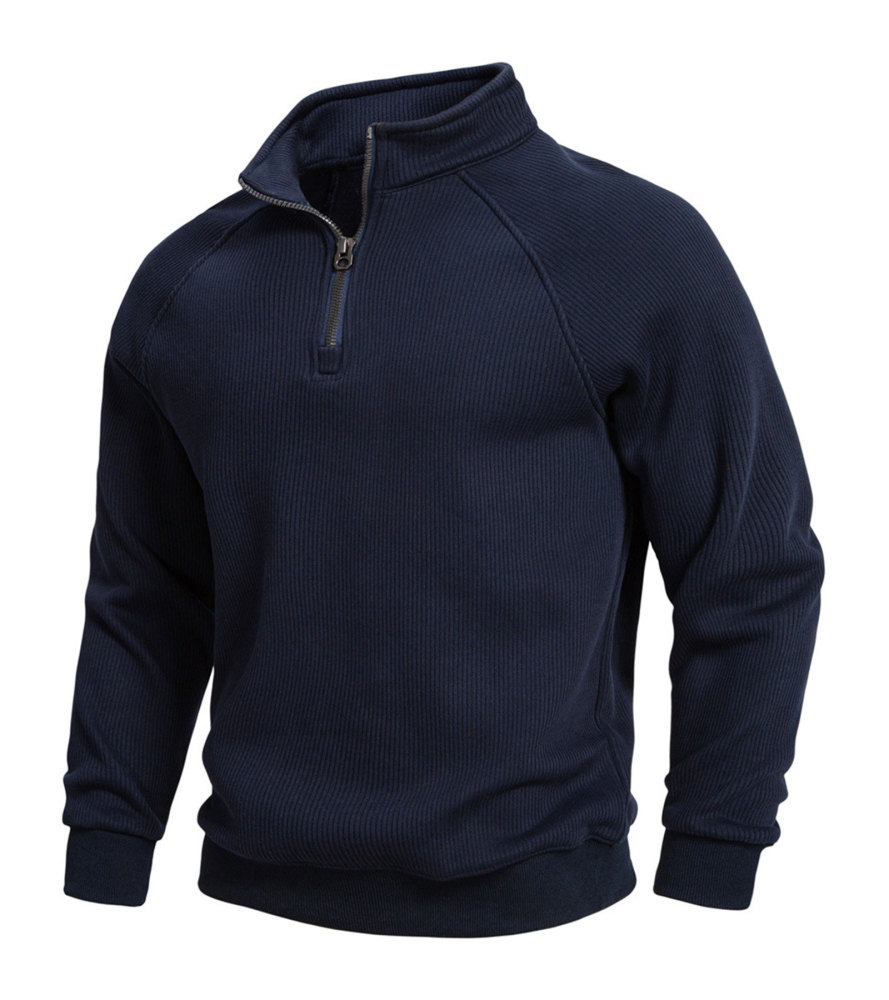 Men's Quarter Zip Pullover Long Sleeve Knit Sweater Stand Collar Sweatshirt Casual Warm Sweaters