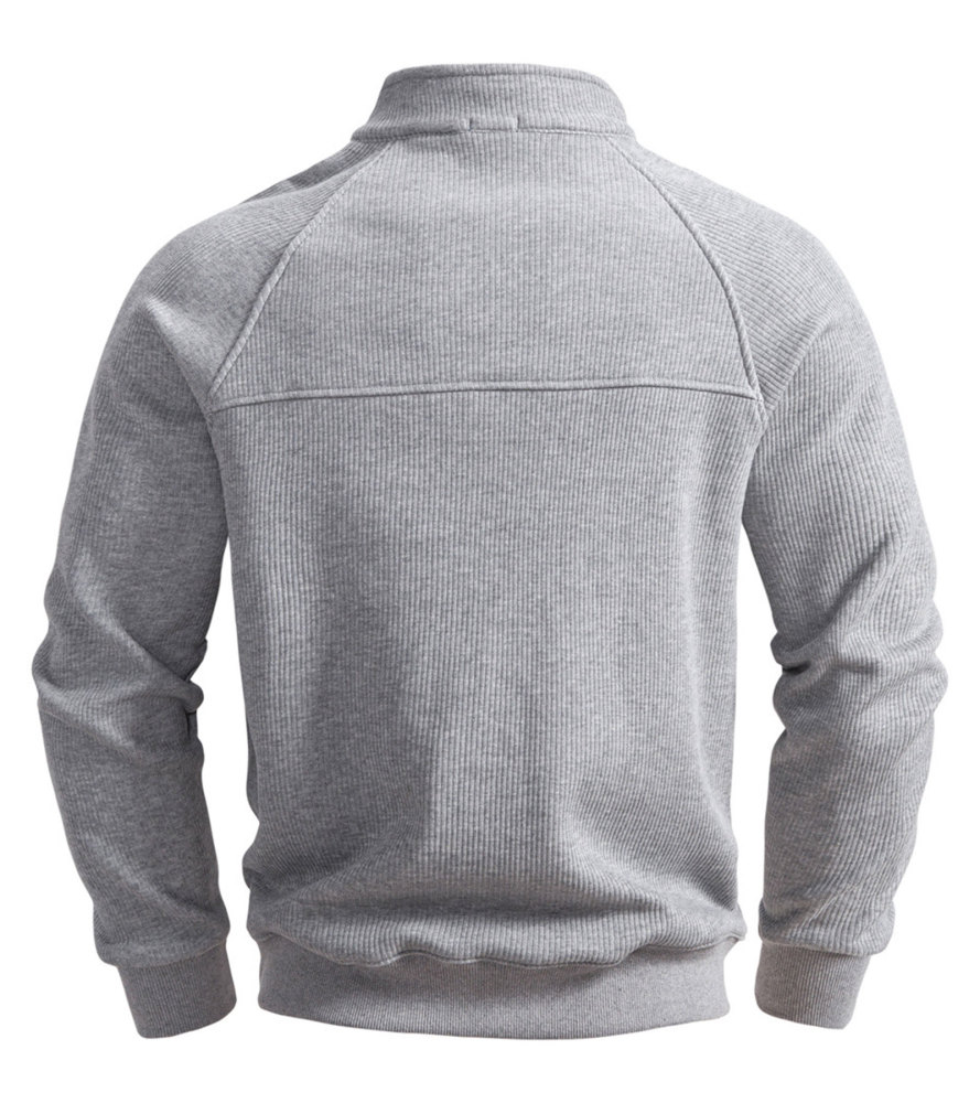 Men's Quarter Zip Pullover Long Sleeve Knit Sweater Stand Collar Sweatshirt Casual Warm Sweaters