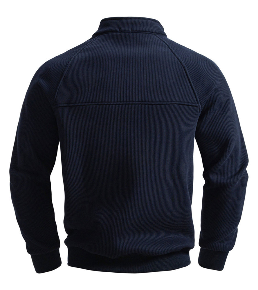 Men's Quarter Zip Pullover Long Sleeve Knit Sweater Stand Collar Sweatshirt Casual Warm Sweaters