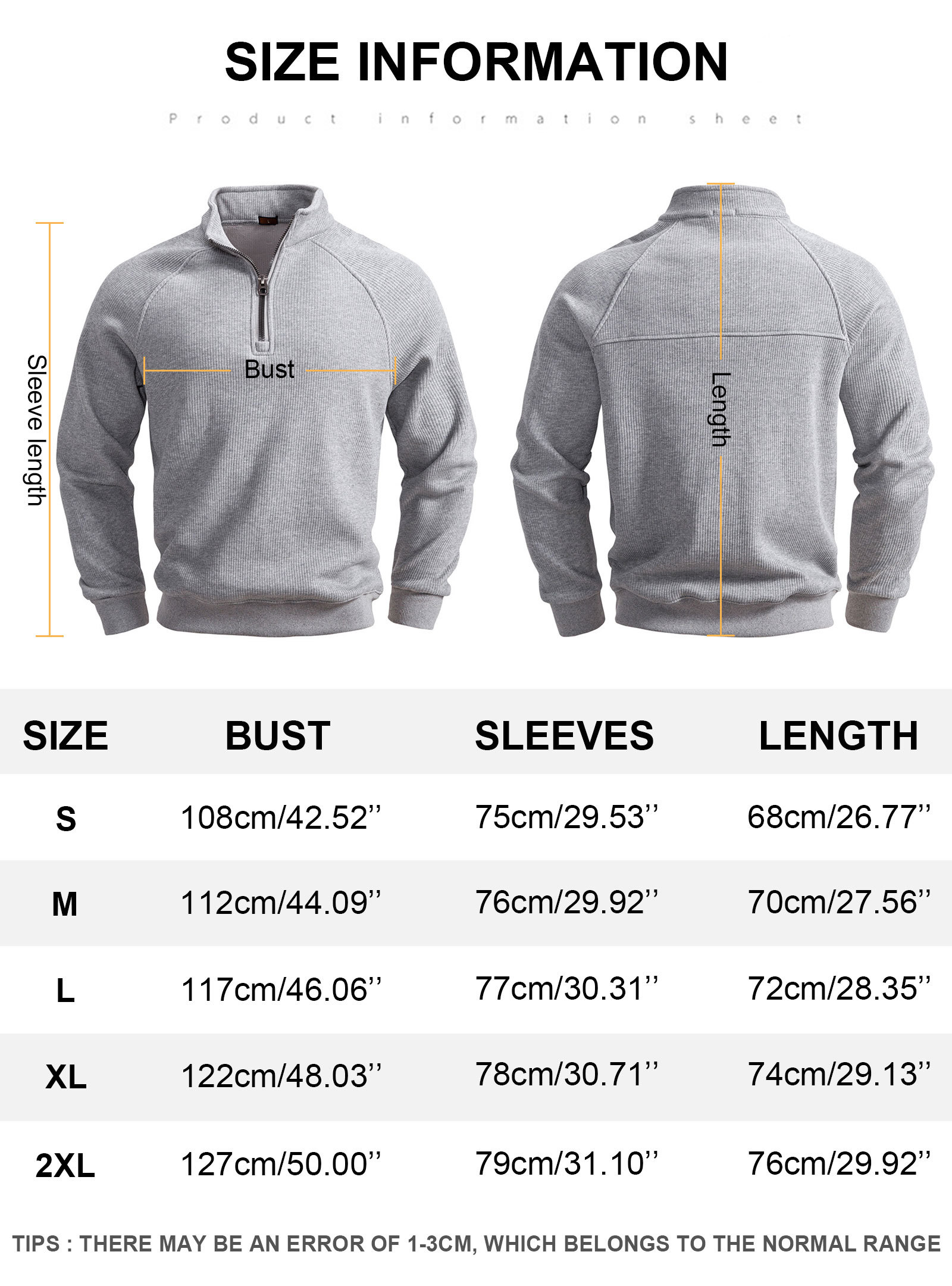 Men's Quarter Zip Pullover Long Sleeve Knit Sweater Stand Collar Sweatshirt Casual Warm Sweaters