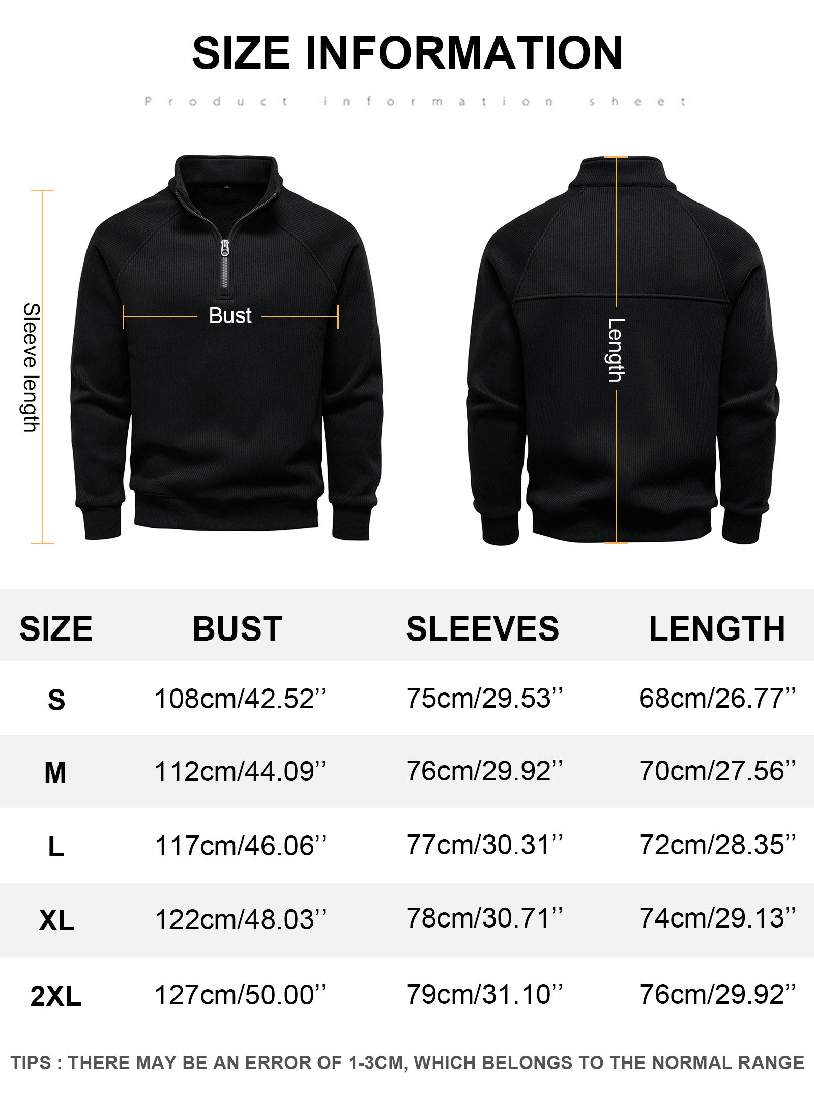 Men's Quarter Zip Pullover Long Sleeve Knit Sweater Stand Collar Sweatshirt Casual Warm Sweaters