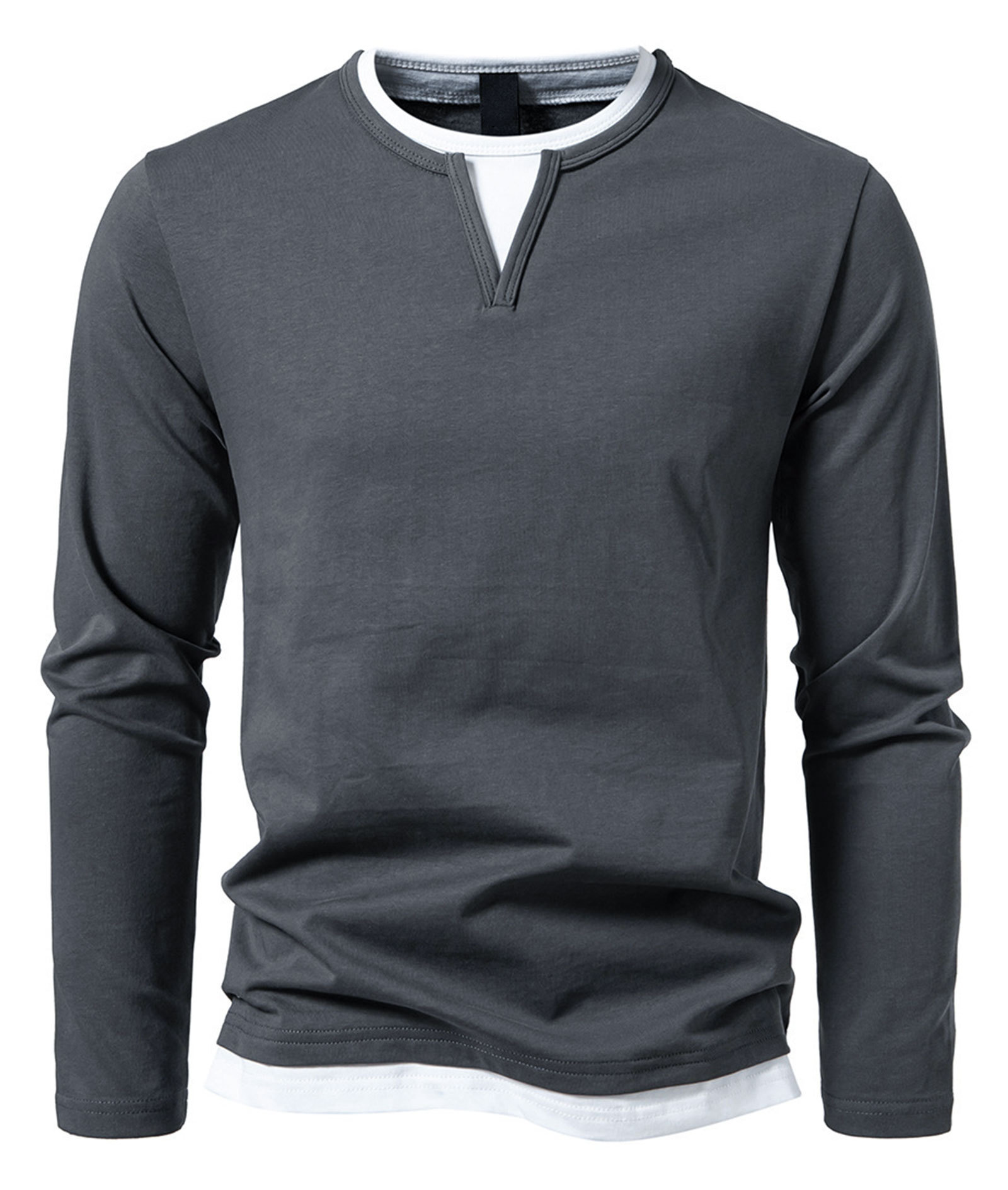 MAGIMODAC Mens Long Sleeve Shirts Summer Classic Crew Neck T-Shirt Casual Tee Shirt Lightweight Solid Color Fall Tops