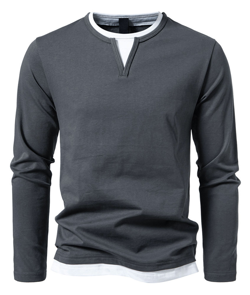 MAGIMODAC Mens Long Sleeve Shirts Summer Classic Crew Neck T-Shirt Casual Tee Shirt Lightweight Solid Color Fall Tops
