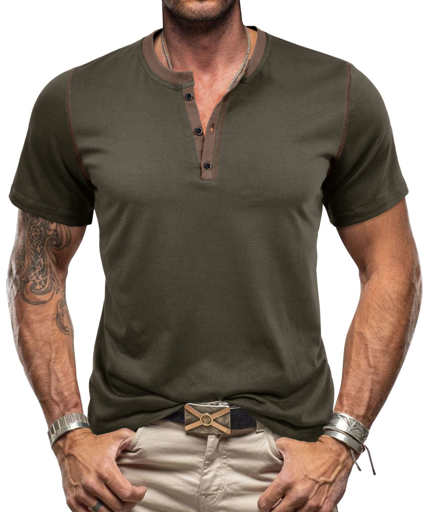 MAGIMODAC Mens Summer Henley Short Sleeve T-Shirts Casual Classic V Neck T Shirt Lightweight Cotton Tee Tops with Button