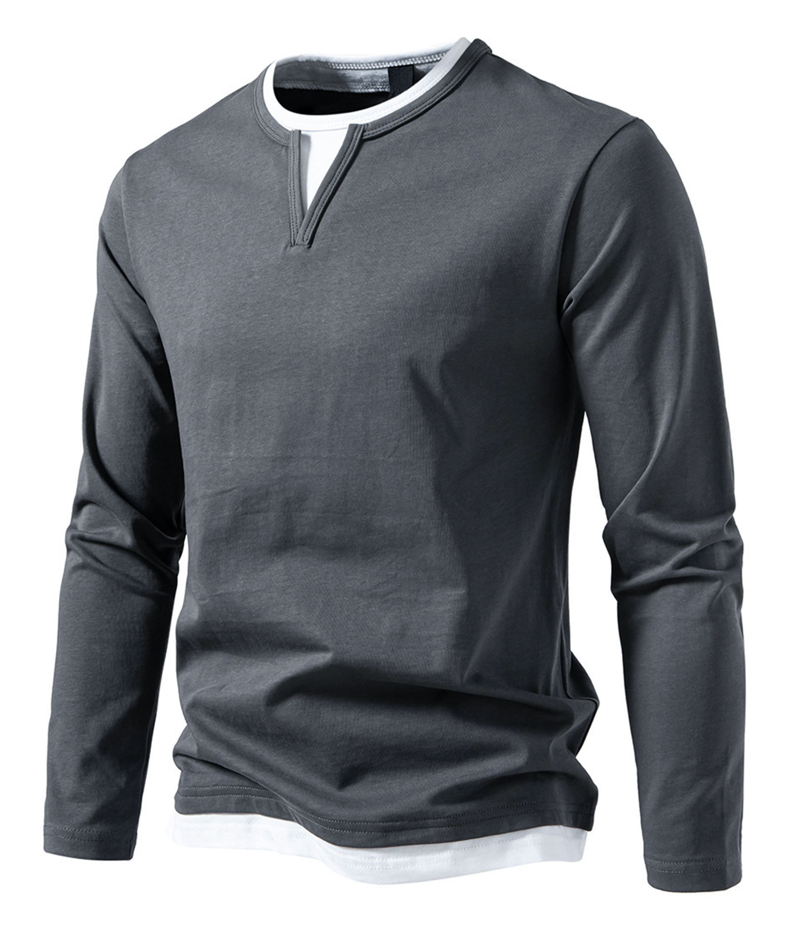MAGIMODAC Mens Long Sleeve Shirts Summer Classic Crew Neck T-Shirt Casual Tee Shirt Lightweight Solid Color Fall Tops