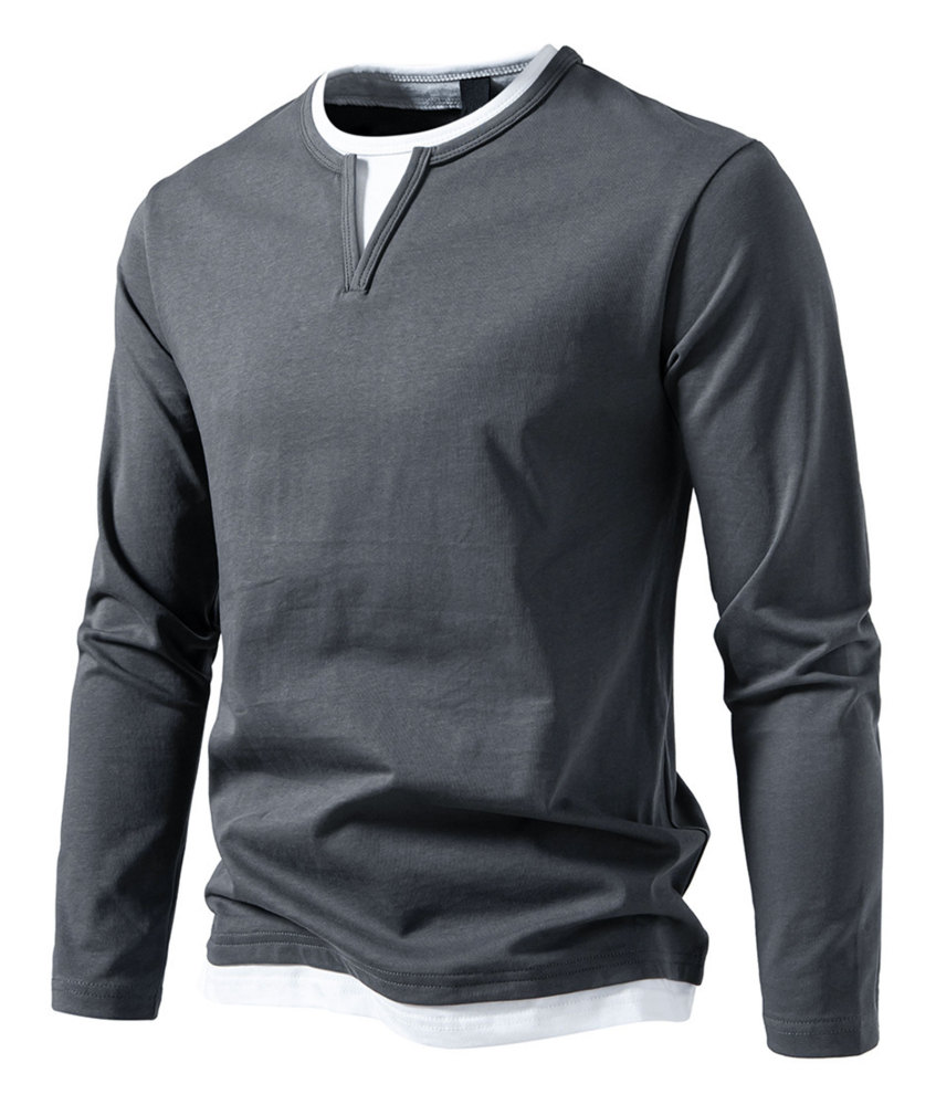 MAGIMODAC Mens Long Sleeve Shirts Summer Classic Crew Neck T-Shirt Casual Tee Shirt Lightweight Solid Color Fall Tops