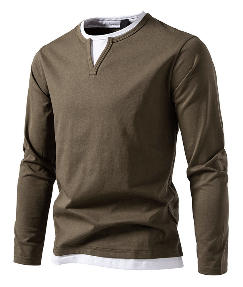 Long Sleeve Shirts Mens Summer Classic Crew Neck T-Shirt Casual Tee Shirt Lightweight Solid Color Fall Tops