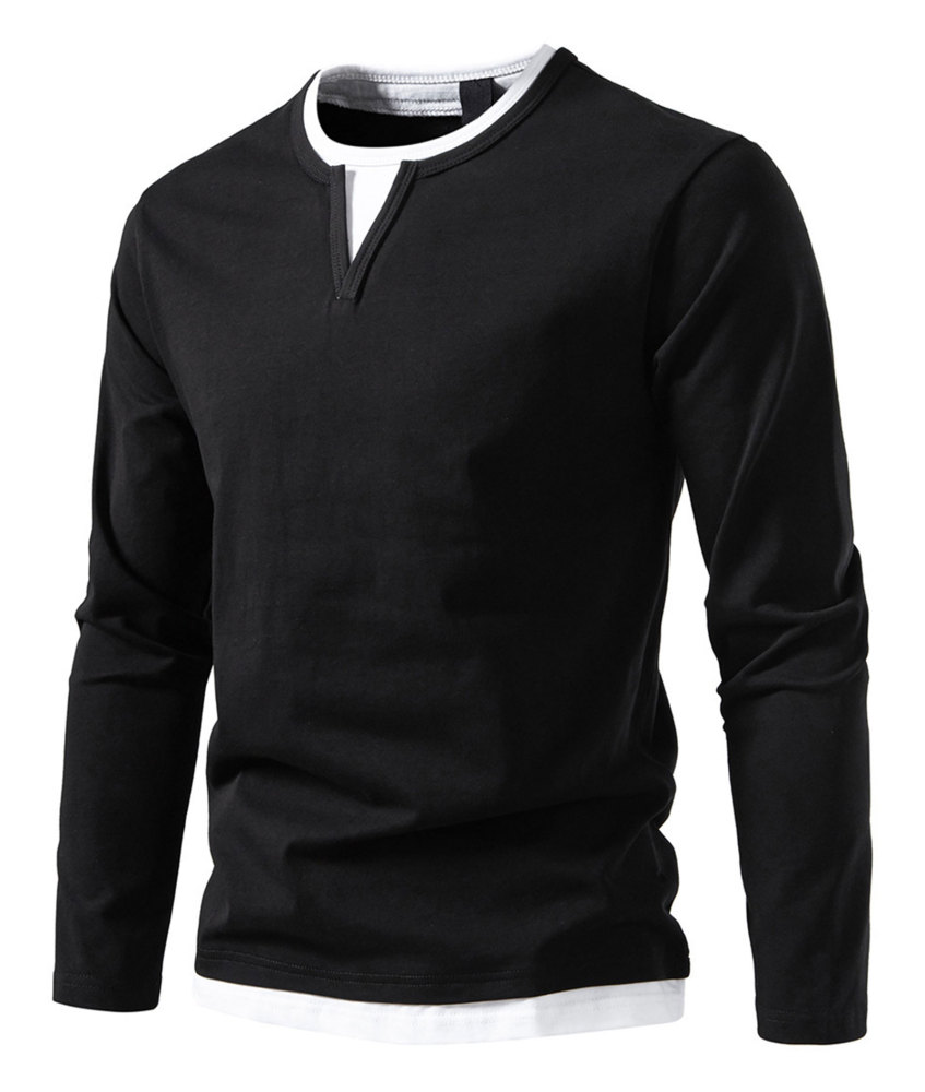 Long Sleeve Shirts Mens Summer Classic Crew Neck T-Shirt Casual Tee Shirt Lightweight Solid Color Fall Tops