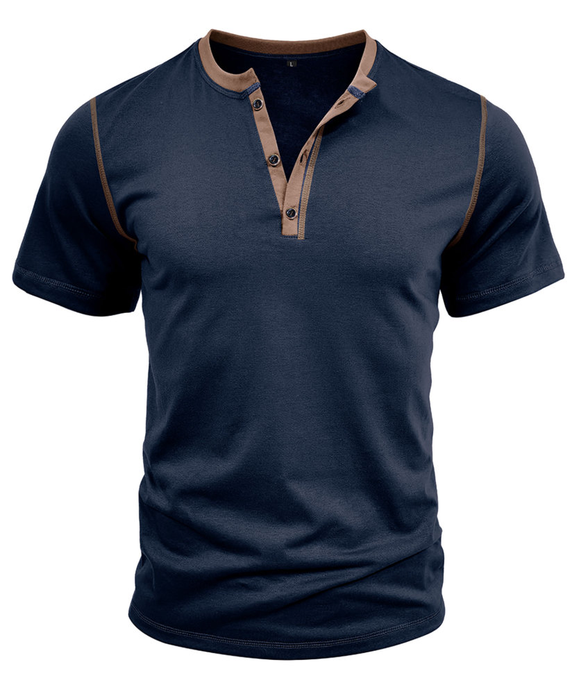 Summer Henley Short Sleeve T-Shirts Mens Casual Classic V Neck T Shirt Lightweight Cotton Tee Tops with Button