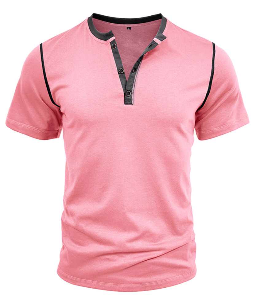 Summer Henley Short Sleeve T-Shirts Mens Casual Classic V Neck T Shirt Lightweight Cotton Tee Tops with Button