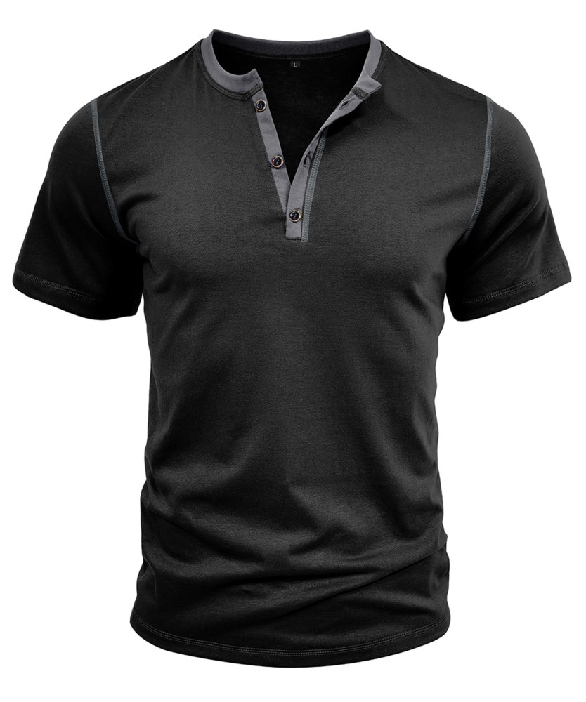 Summer Henley Short Sleeve T-Shirts Mens Casual Classic V Neck T Shirt Lightweight Cotton Tee Tops with Button