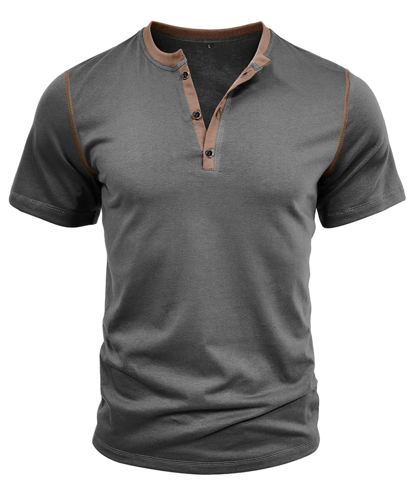 Summer Henley Short Sleeve T-Shirts Mens Casual Classic V Neck T Shirt Lightweight Cotton Tee Tops with Button