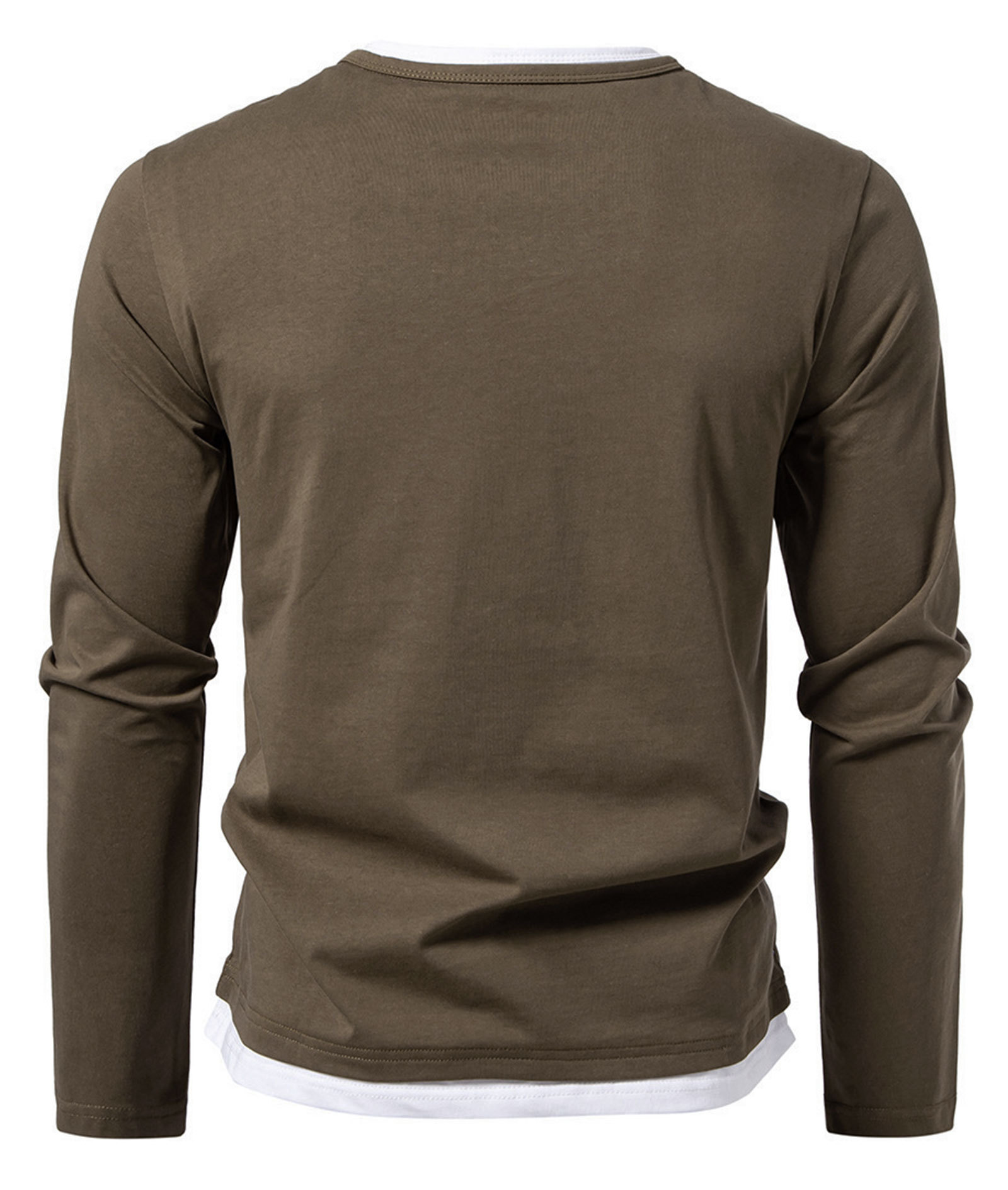 Long Sleeve Shirts Mens Summer Classic Crew Neck T-Shirt Casual Tee Shirt Lightweight Solid Color Fall Tops