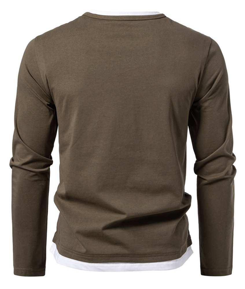 Long Sleeve Shirts Mens Summer Classic Crew Neck T-Shirt Casual Tee Shirt Lightweight Solid Color Fall Tops