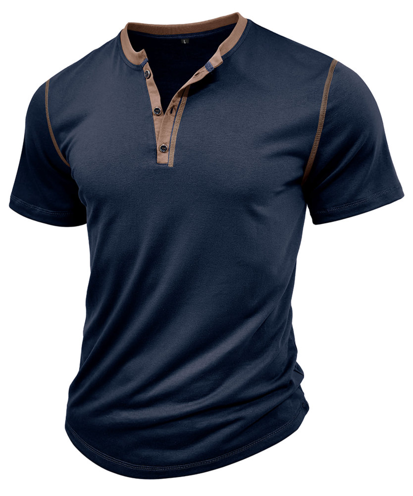 Summer Henley Short Sleeve T-Shirts Mens Casual Classic V Neck T Shirt Lightweight Cotton Tee Tops with Button