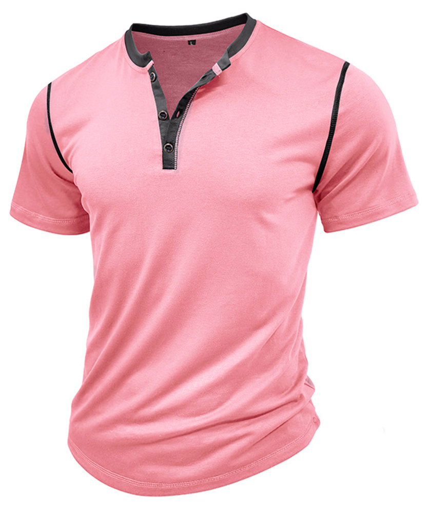 Summer Henley Short Sleeve T-Shirts Mens Casual Classic V Neck T Shirt Lightweight Cotton Tee Tops with Button