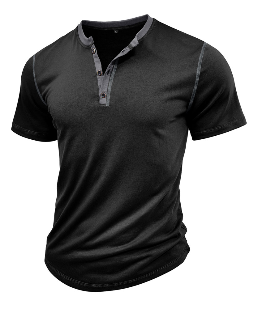 Summer Henley Short Sleeve T-Shirts Mens Casual Classic V Neck T Shirt Lightweight Cotton Tee Tops with Button