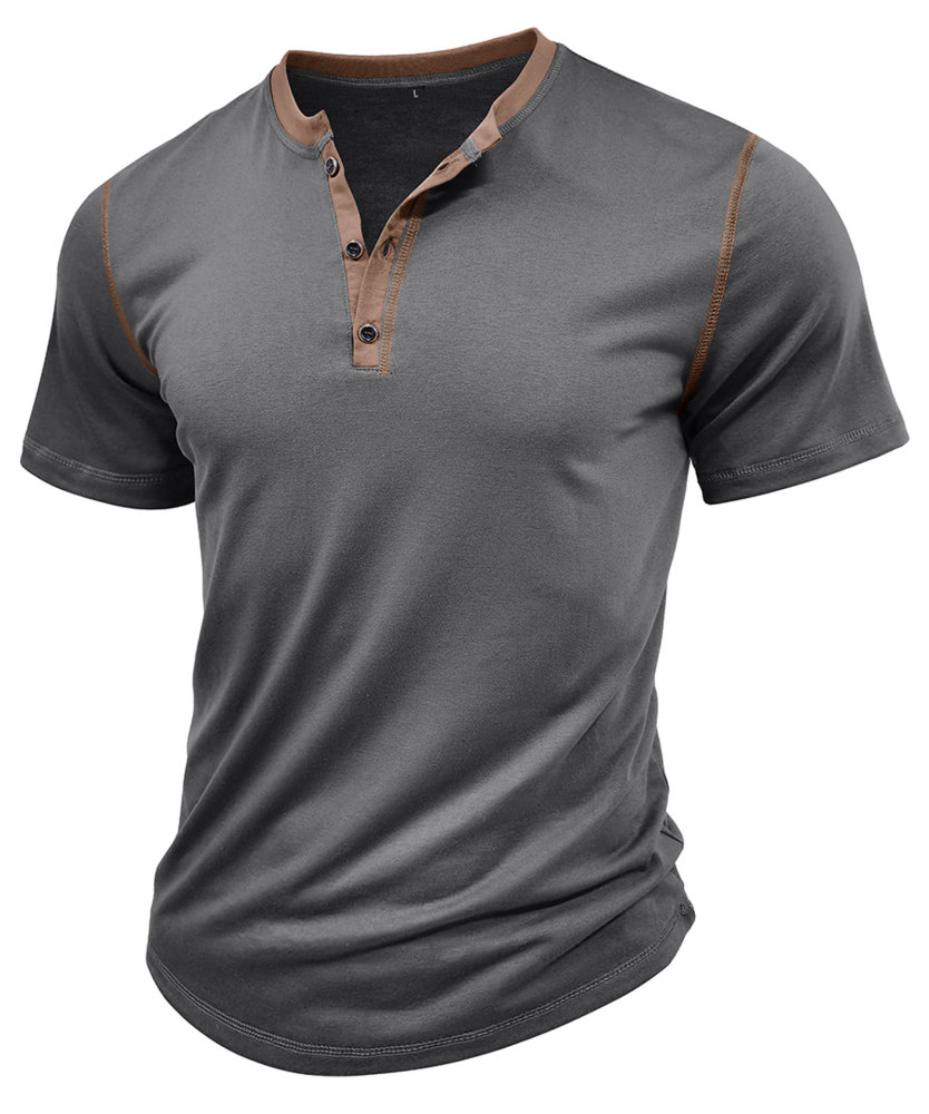 Summer Henley Short Sleeve T-Shirts Mens Casual Classic V Neck T Shirt Lightweight Cotton Tee Tops with Button
