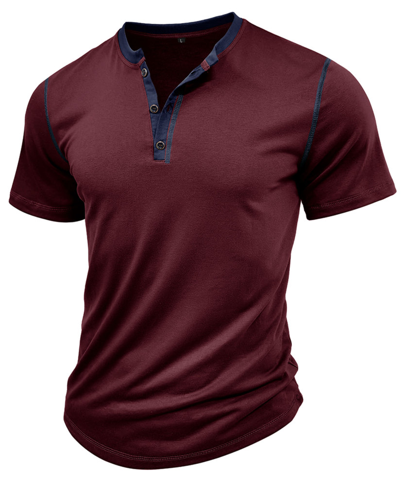 Summer Henley Short Sleeve T-Shirts Mens Casual Classic V Neck T Shirt Lightweight Cotton Tee Tops with Button
