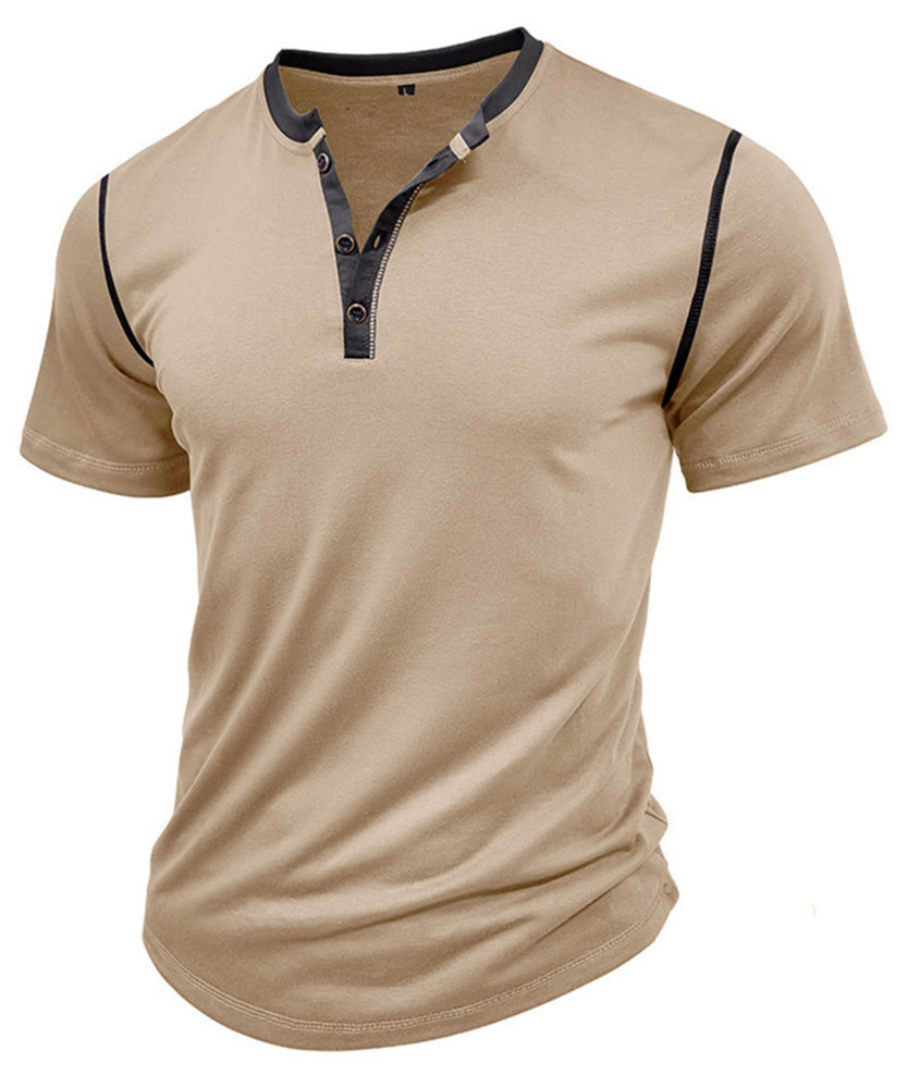 Summer Henley Short Sleeve T-Shirts Mens Casual Classic V Neck T Shirt Lightweight Cotton Tee Tops with Button