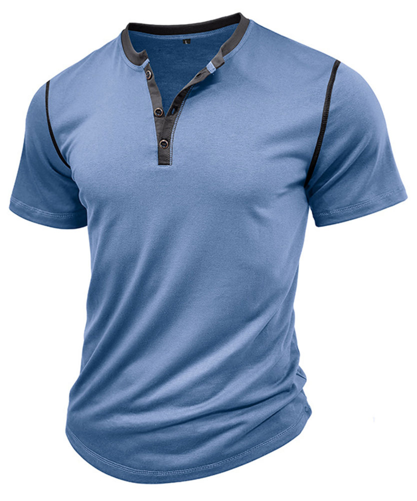 Summer Henley Short Sleeve T-Shirts Mens Casual Classic V Neck T Shirt Lightweight Cotton Tee Tops with Button