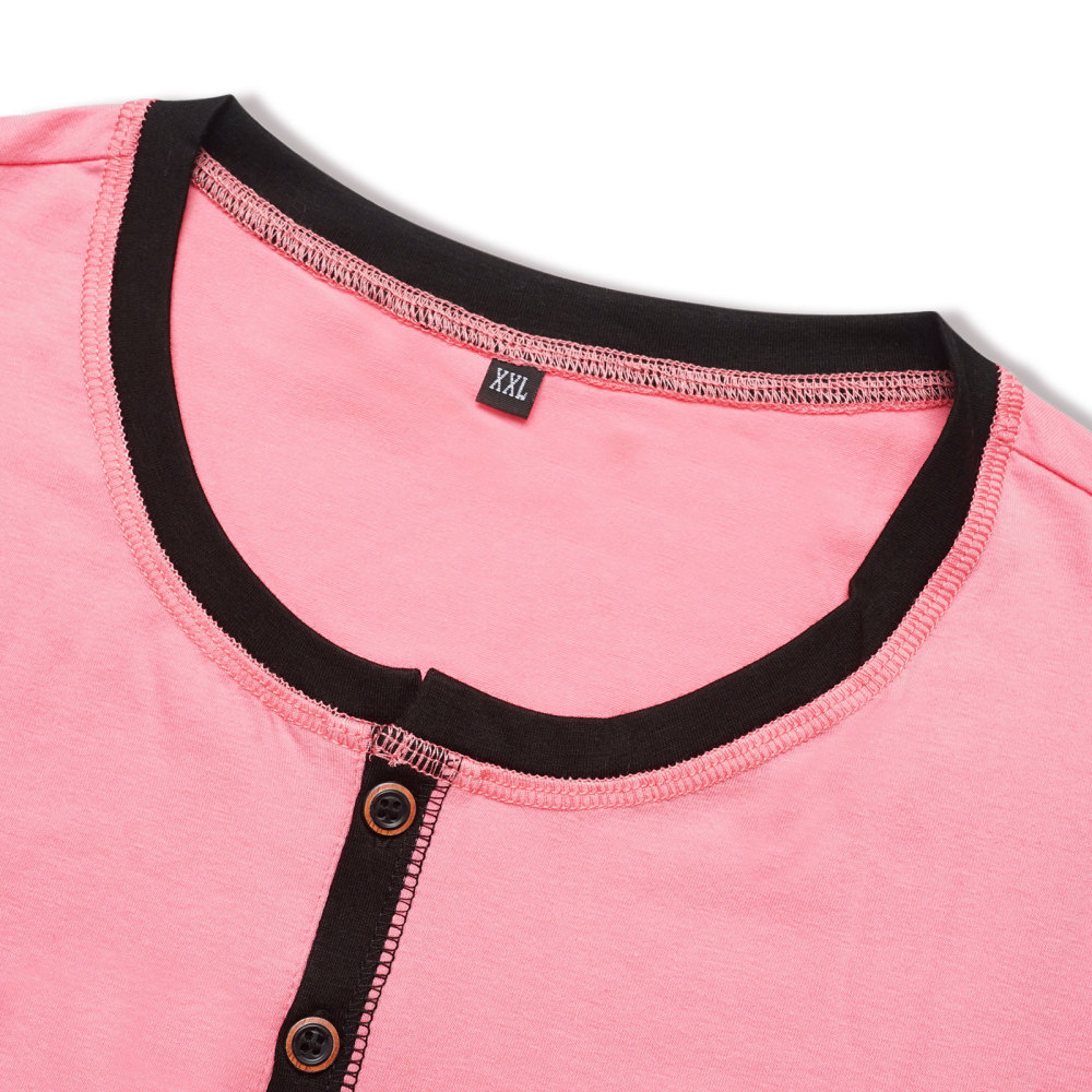 Summer Henley Short Sleeve T-Shirts Mens Casual Classic V Neck T Shirt Lightweight Cotton Tee Tops with Button
