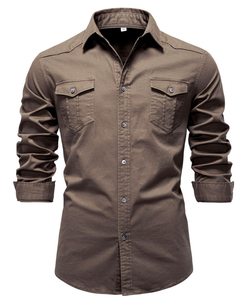 MAGIMODAC Mens Denim Long Sleeve Shirts Casual Button Down Western Shirt Lightweight Cotton Solid Jean Tops with Pockets