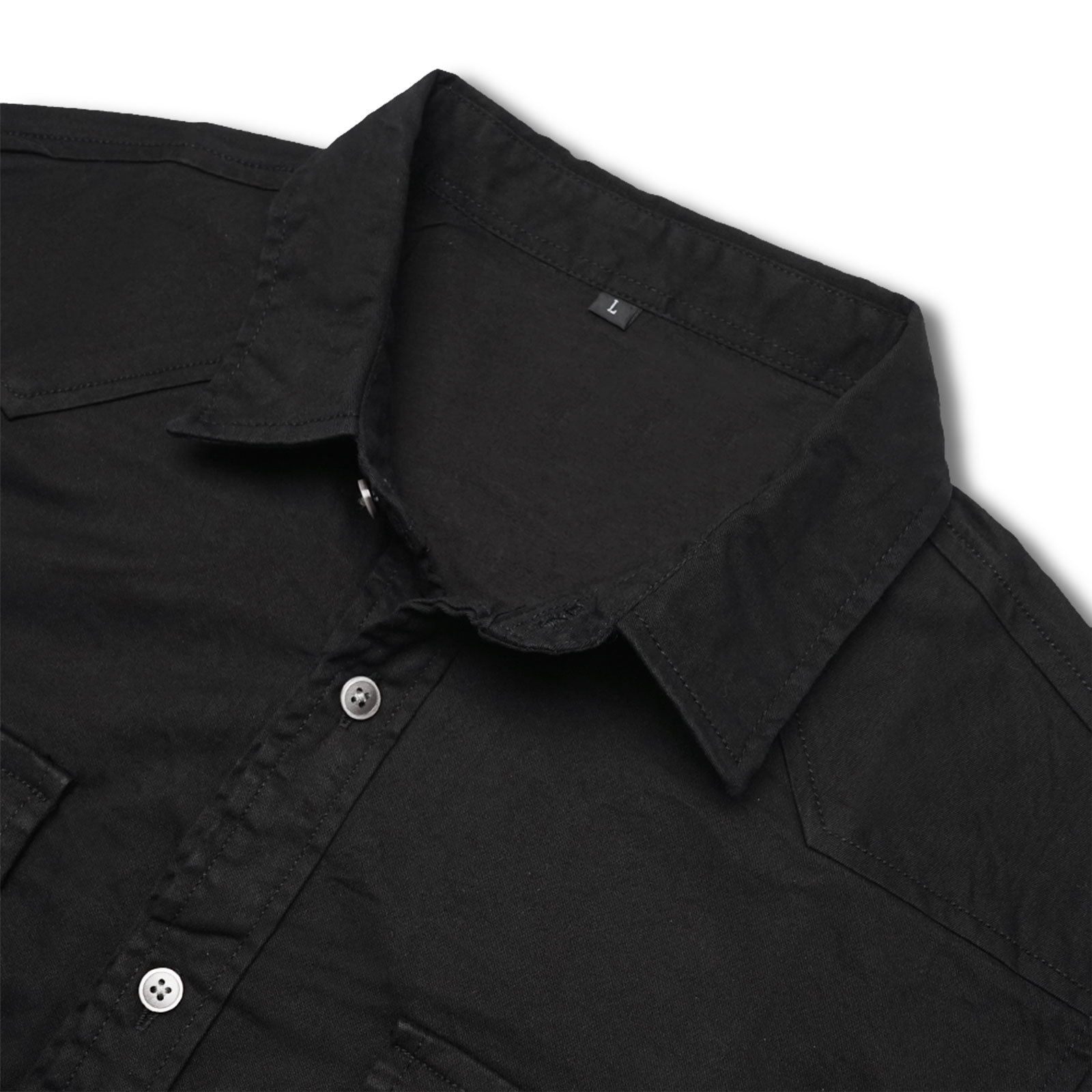 MAGIMODAC Mens Denim Long Sleeve Shirts Casual Button Down Western Shirt Lightweight Cotton Solid Jean Tops with Pockets