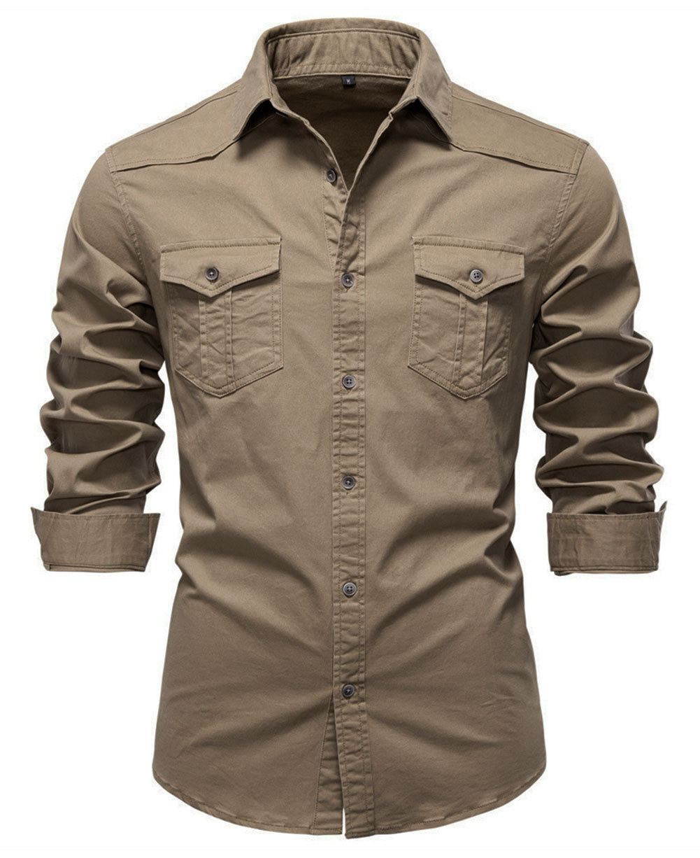 MAGIMODAC Mens Denim Long Sleeve Shirts Casual Button Down Western Shirt Lightweight Cotton Solid Jean Tops with Pockets