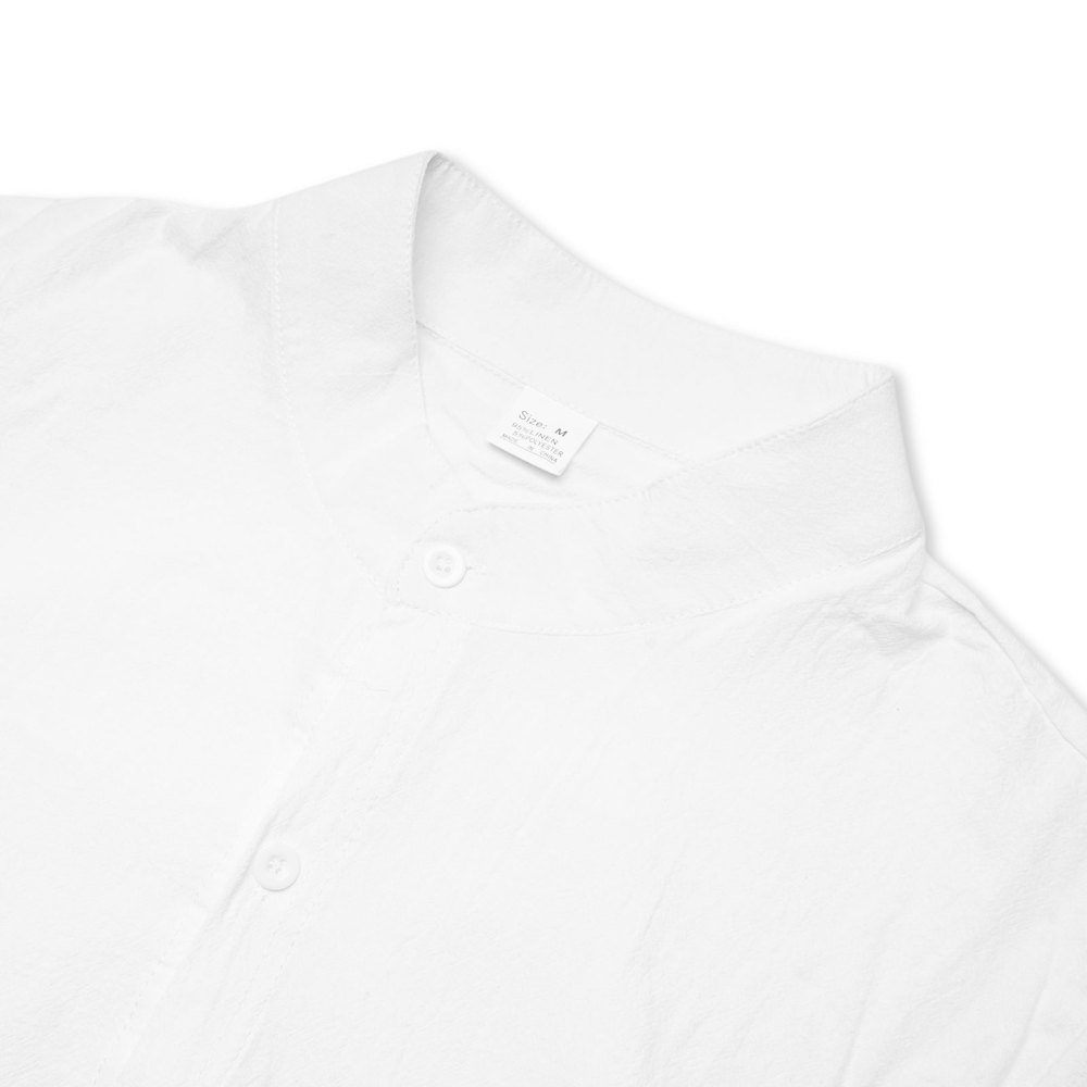 MAGIMODAC Mens Button Down Linen Shirts Casual Long Sleeve Band Collar Shirt Regular Fit Solid Plain Top with Pocket