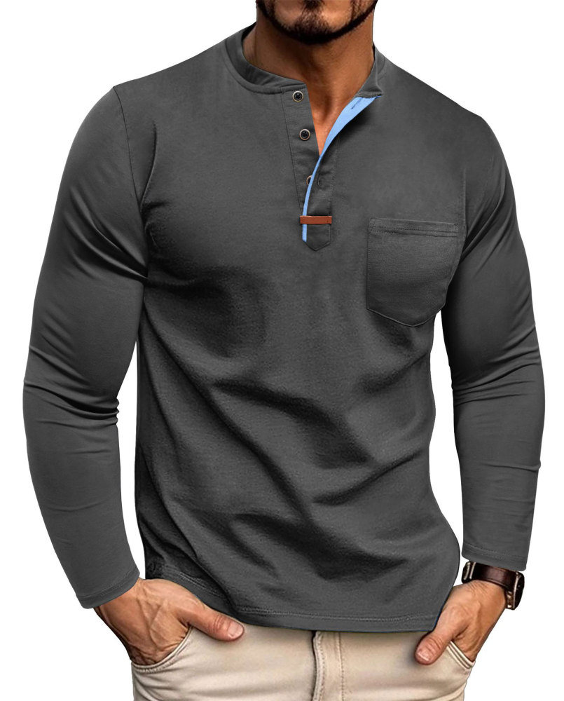 MAGIMODAC Mens Henley Long Sleeve T-Shirt Fashion Classic Cotton T Shirts Casual Lightweight T-Shirts with Button and Pocket