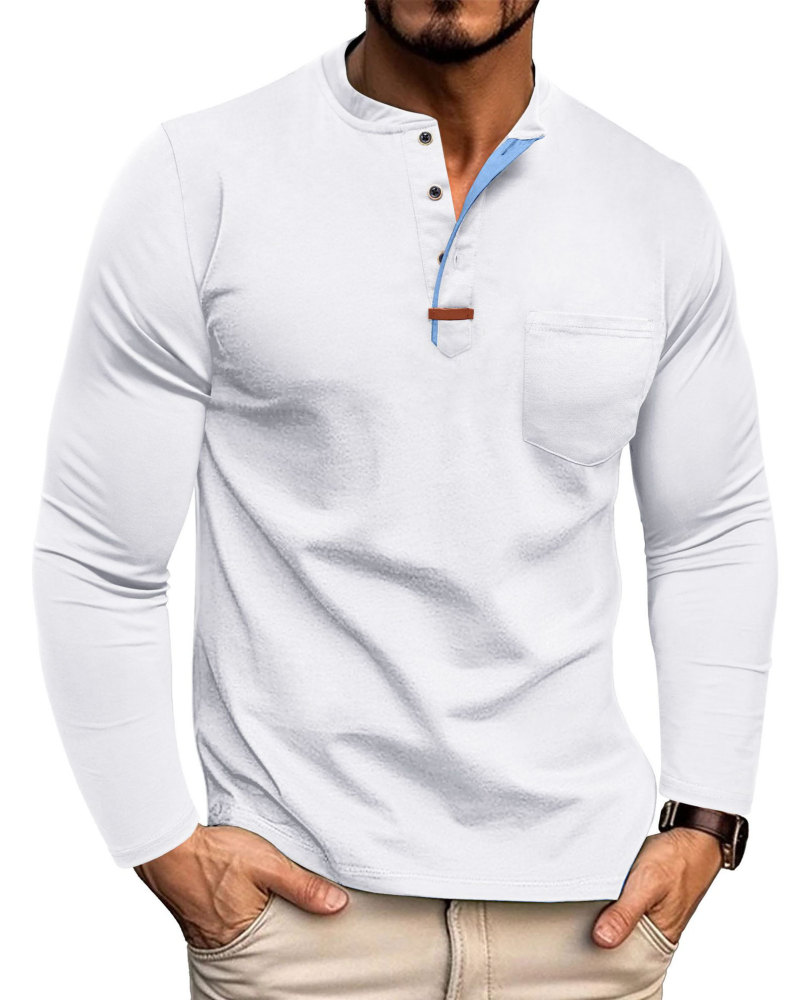 MAGIMODAC Mens Henley Long Sleeve T-Shirt Fashion Classic Cotton T Shirts Casual Lightweight T-Shirts with Button and Pocket