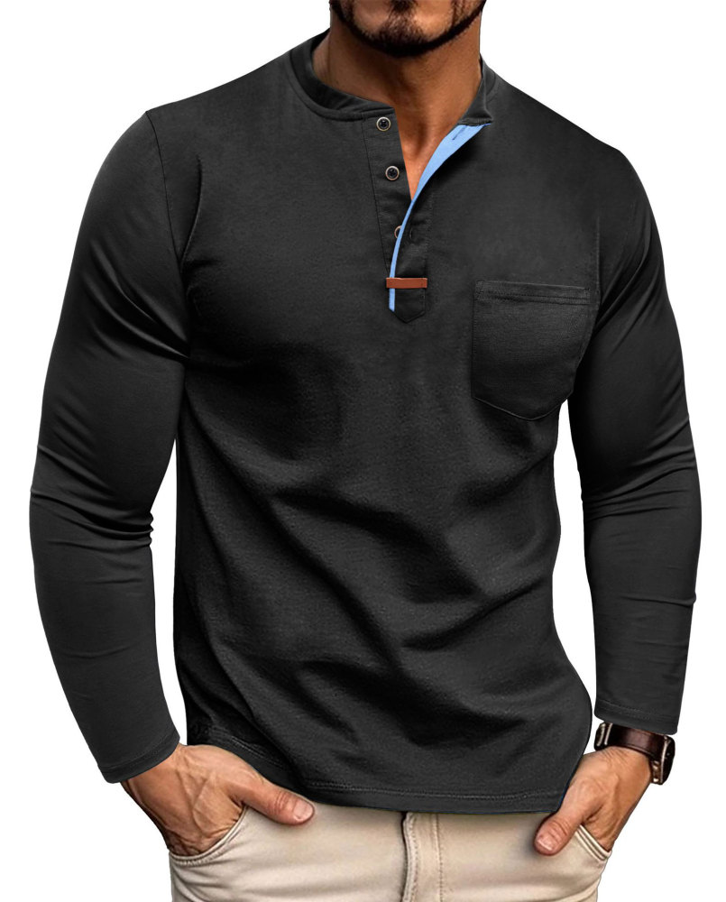 MAGIMODAC Mens Henley Long Sleeve T-Shirt Fashion Classic Cotton T Shirts Casual Lightweight T-Shirts with Button and Pocket